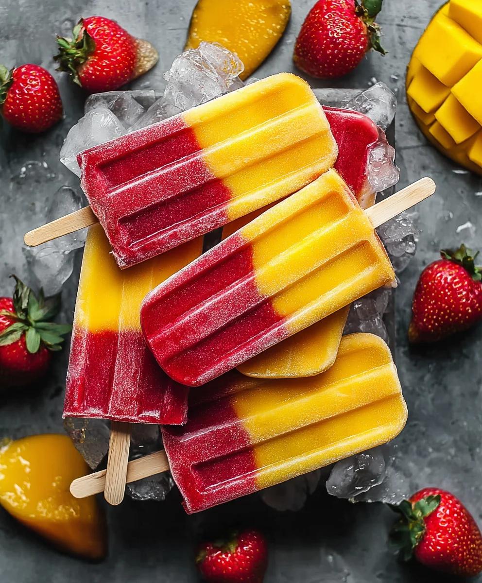 Fresh Strawberry Mango Popsicles - Easy Summer Treat