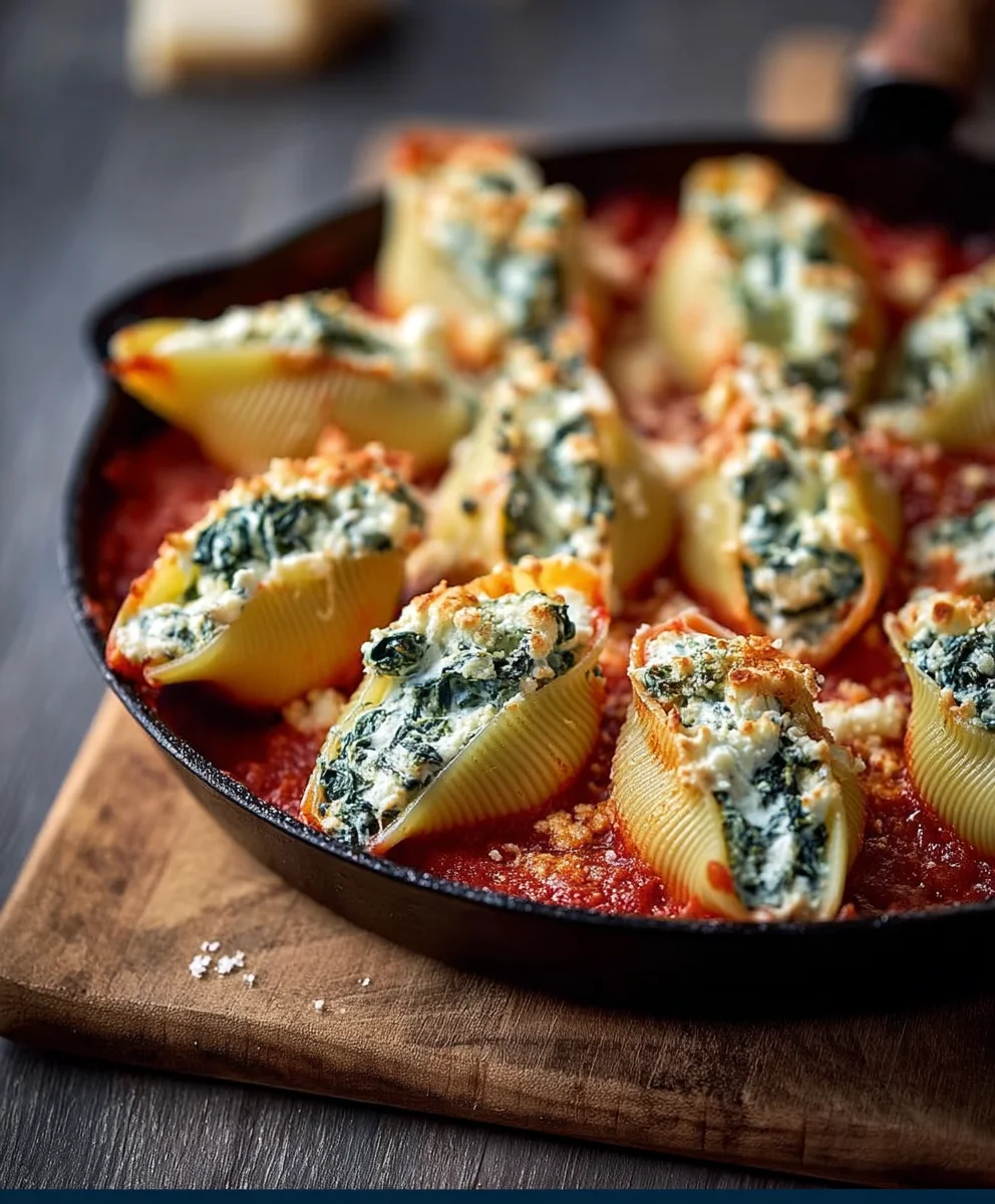 Easy Spinach Ricotta Stuffed Shells Recipe