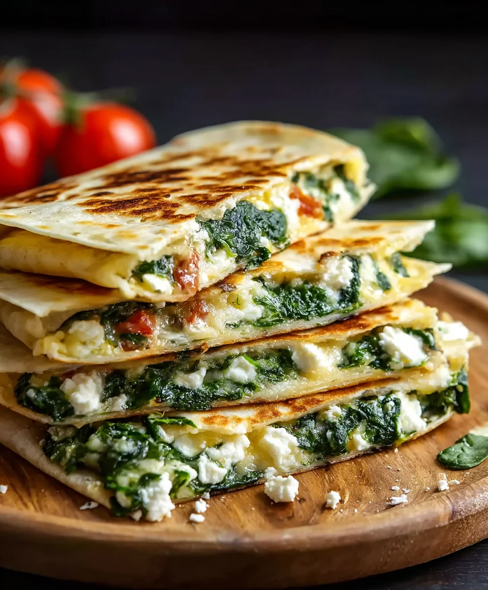 Easy Spinach Feta Quesadillas - Quick & Tasty