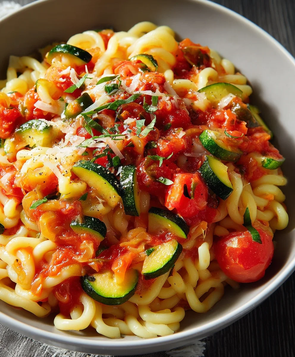 Healthy Tomato Zucchini Pasta-Easy Veggie Dish