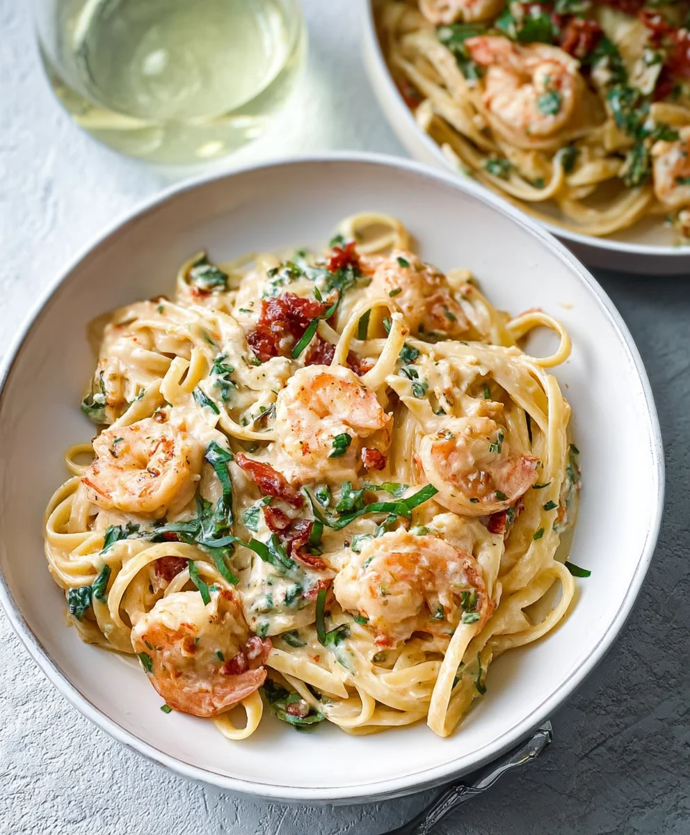 Creamy Tuscan Shrimp Linguine - Easy & Delicious