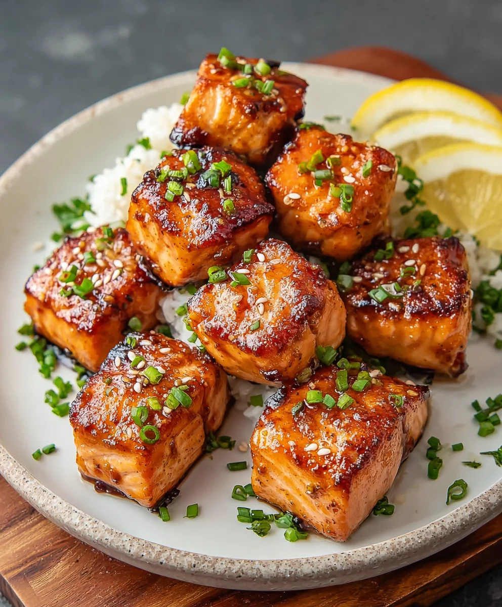 Quick Honey Garlic Salmon Bites-Easy Recipe