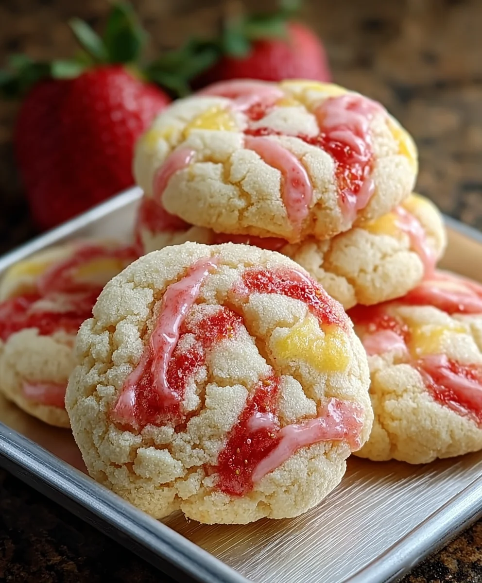 Strawberry Lemon Poundcake Cookies-Sweet & Tangy