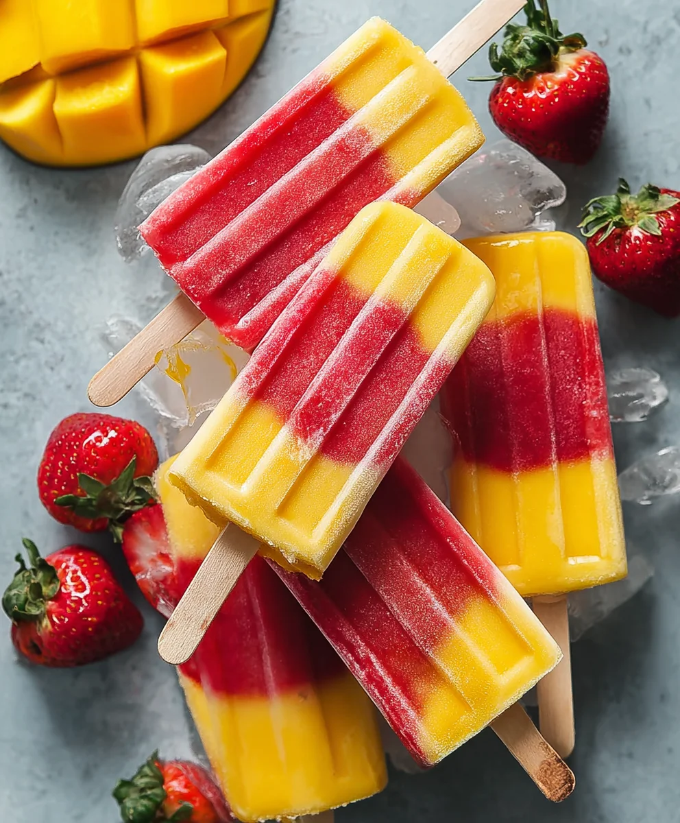 Fresh Strawberry Mango Popsicles - Easy Summer Treat