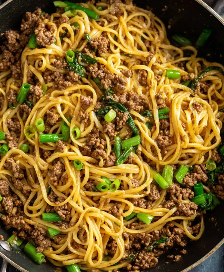 Quick Mongolian Ground Beef Noodles Recipe