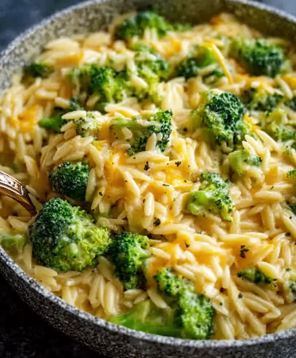 Creamy Broccoli Cheddar Orzo - Easy One-Pot Meal