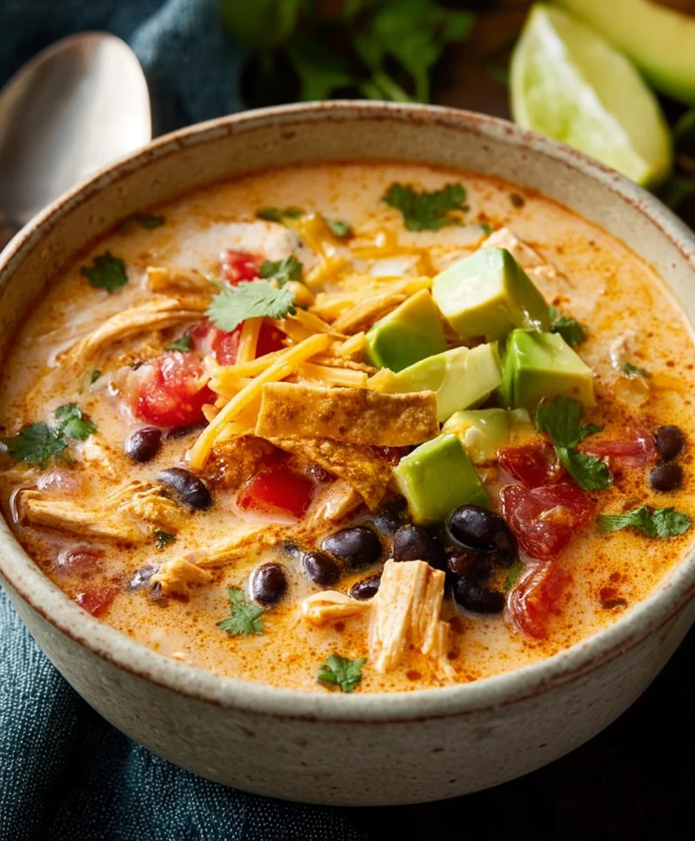 Creamy Chicken Tortilla Soup-Easy & Delicious