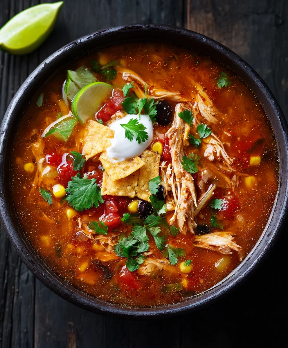 Easy Crockpot Chicken Tortilla Soup Recipe