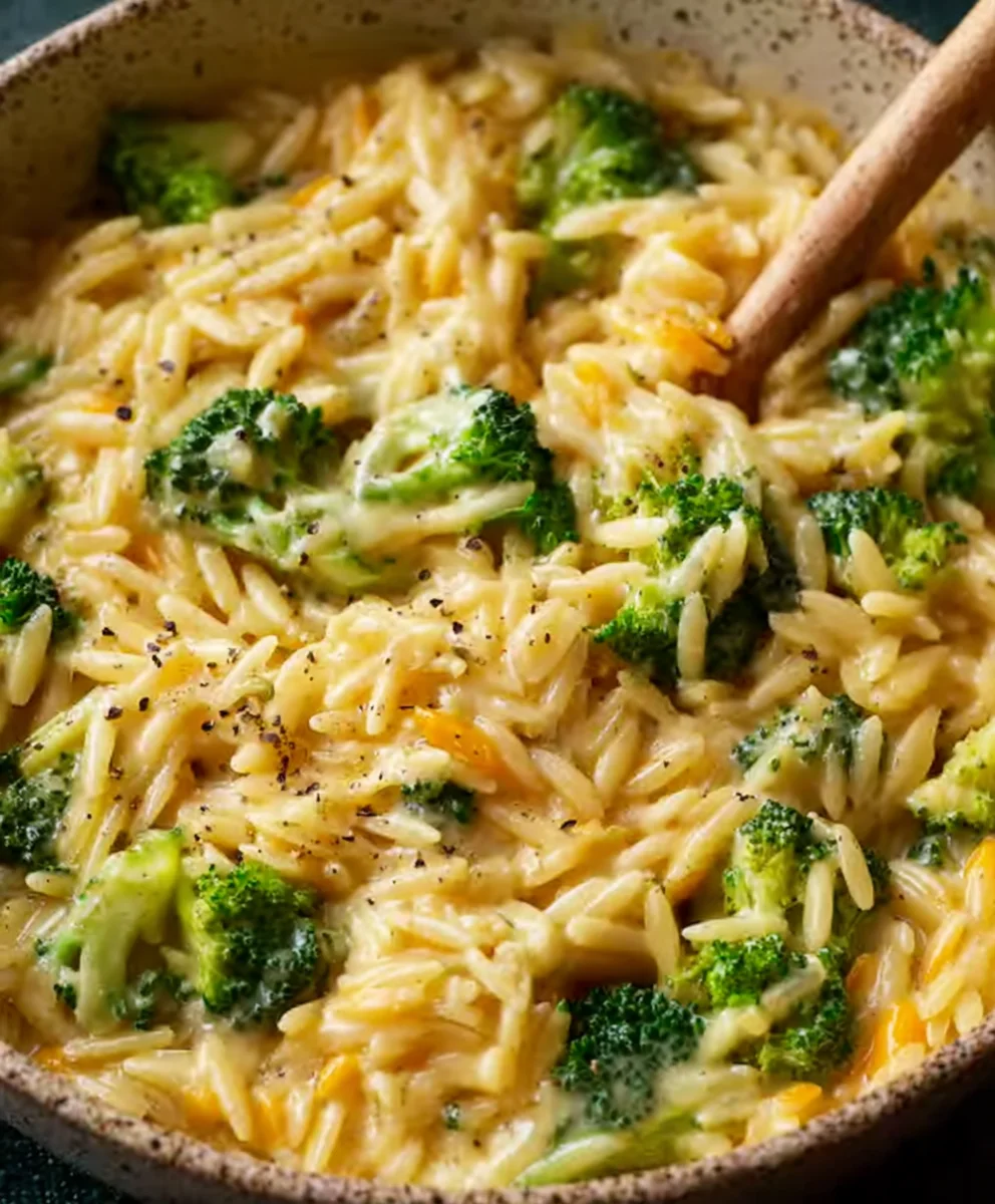 Creamy Broccoli Cheddar Orzo - Easy One-Pot Meal