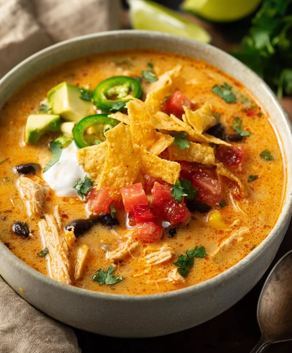 Easy Creamy Chicken Tortilla Soup Recipe