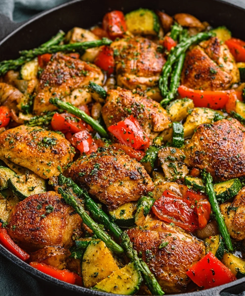 One Pot Chicken Vegetable Skillet-Low Carb