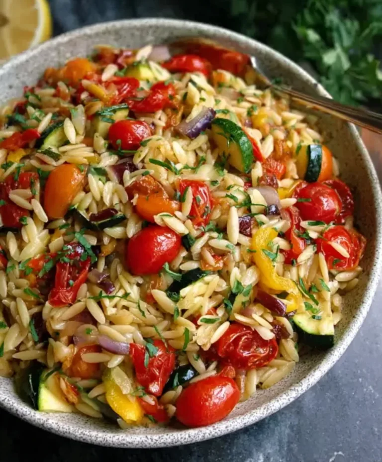 Roasted Vegetable Orzo- Healthy & Easy Meal