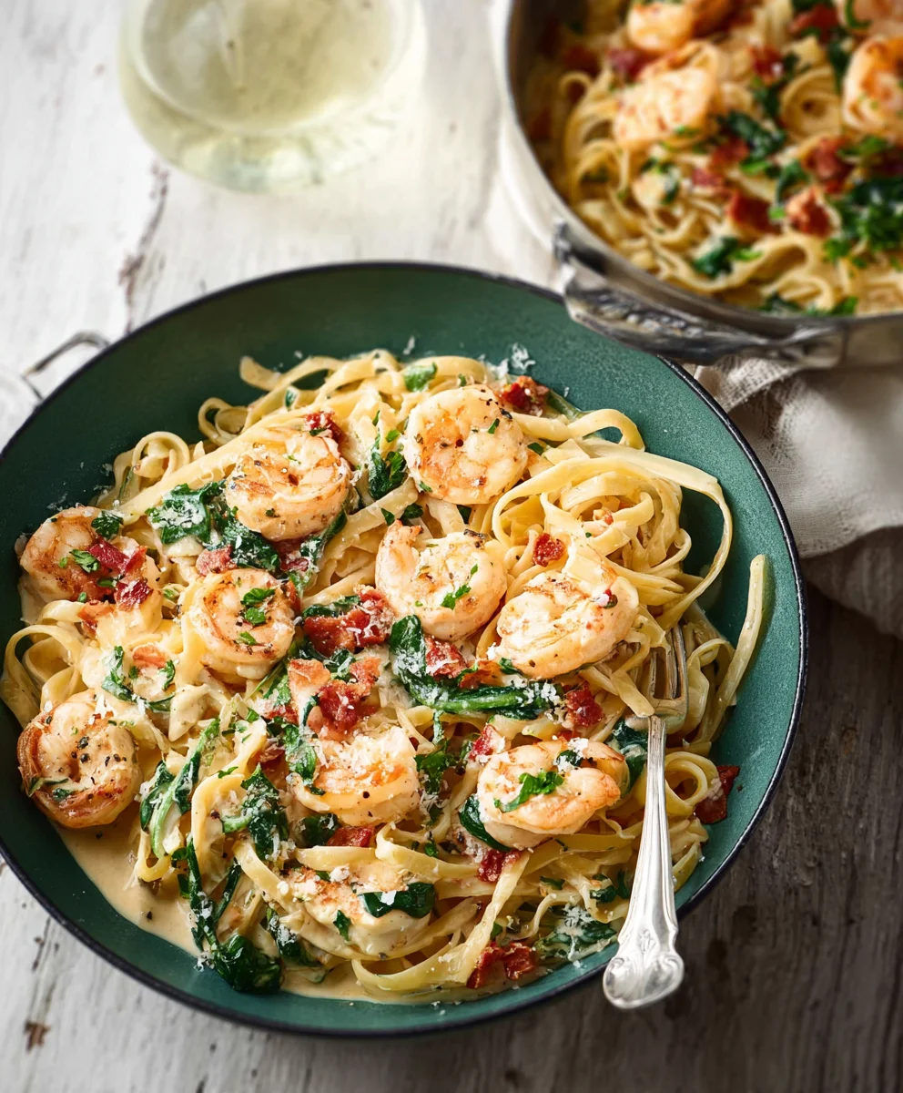 Creamy Tuscan Shrimp Linguine-Easy Weeknight Dinner