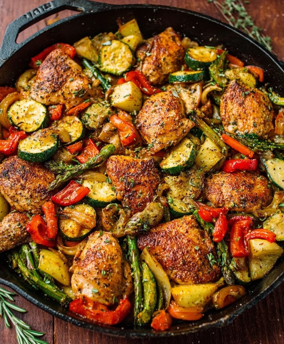 One Pot Chicken Vegetable Skillet-Low Carb