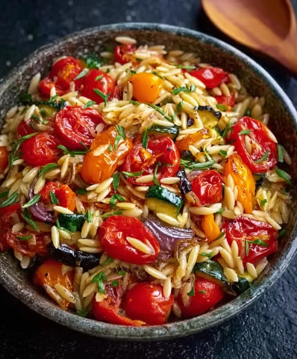 Roasted Vegetable Orzo- Healthy & Easy Meal