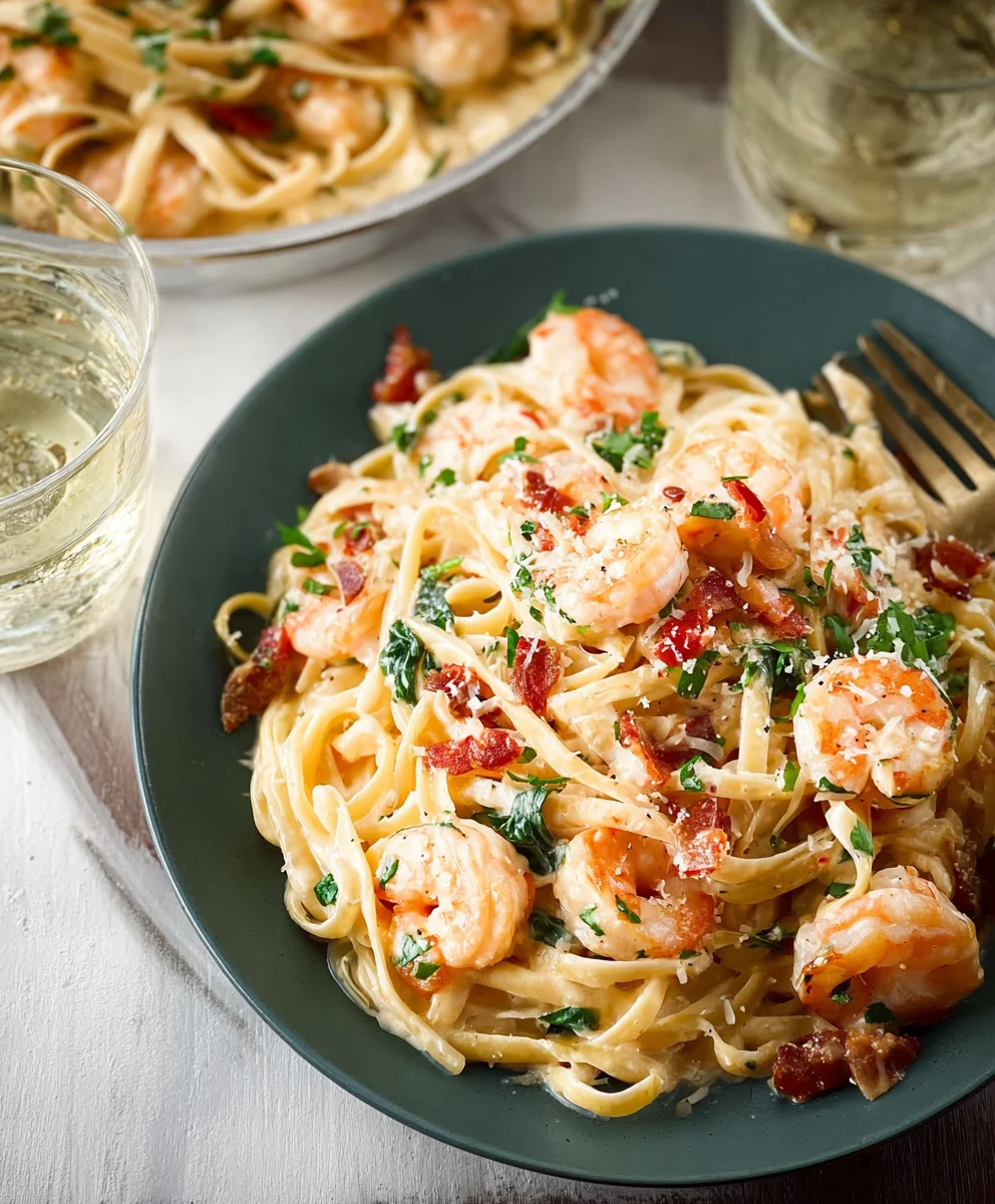 Creamy Tuscan Shrimp Linguine-Easy Weeknight Dinner