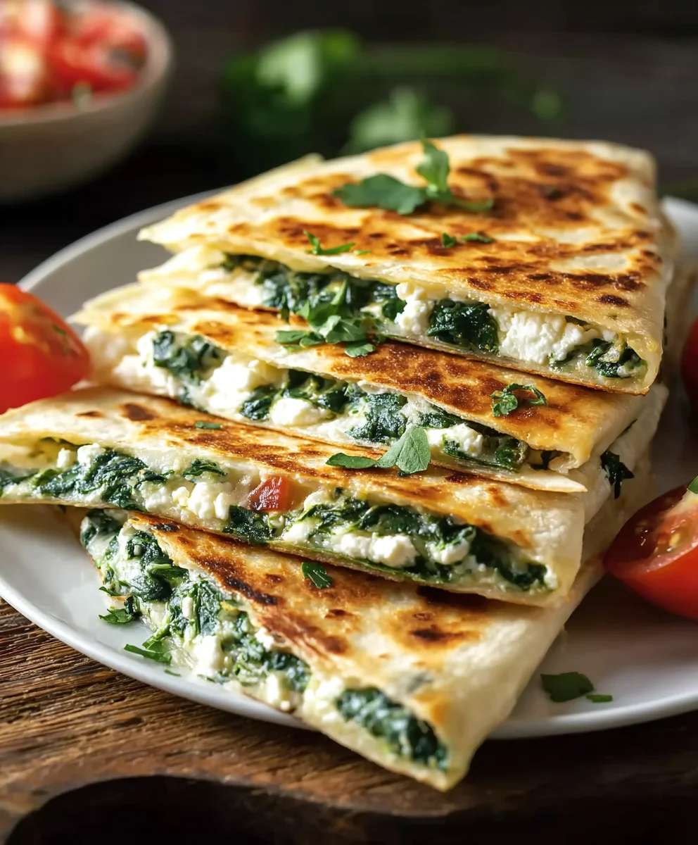 Easy Spinach Feta Quesadillas - Quick & Tasty