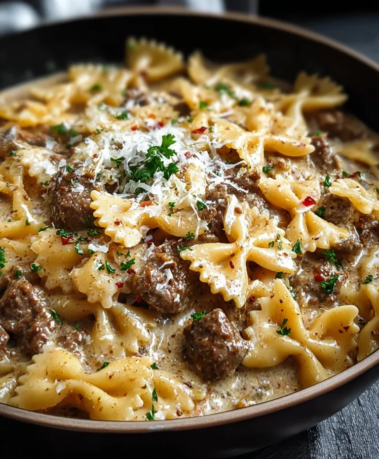 Creamy Parmesan Garlic Beef Pasta Recipe
