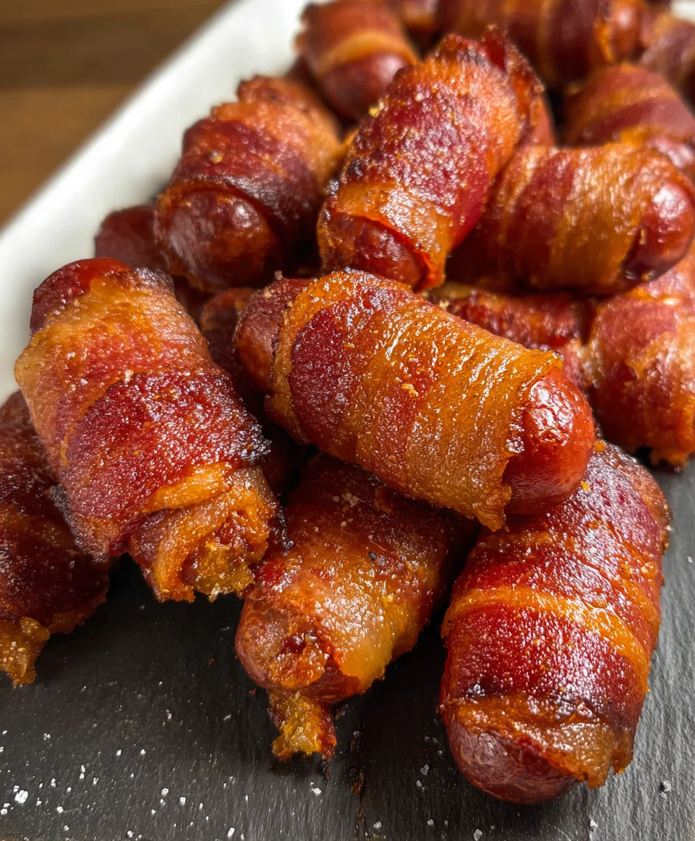 Beef Beef Bacon Wrapped Smokies - Easy Appetizer