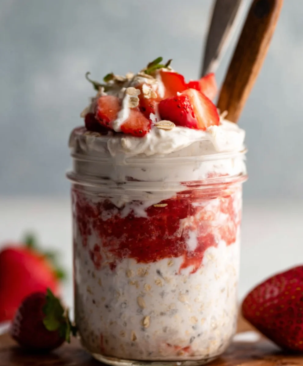 Strawberry Cheesecake Overnight Oats Recipe-Easy Delicious Breakfast