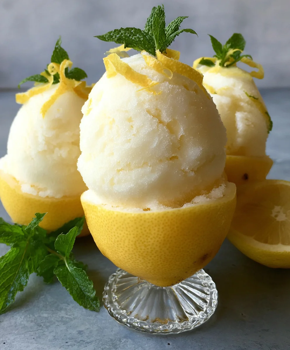 Lemon Sorbet Frozen-Shell Delight- Refreshing Treat