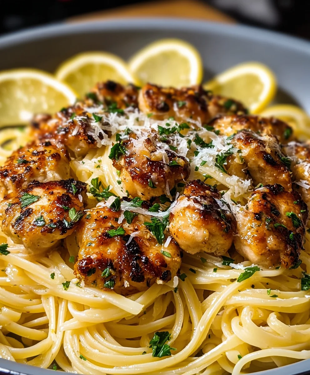 Lemon Garlic Butter Chicken Parmesan Linguine Recipe