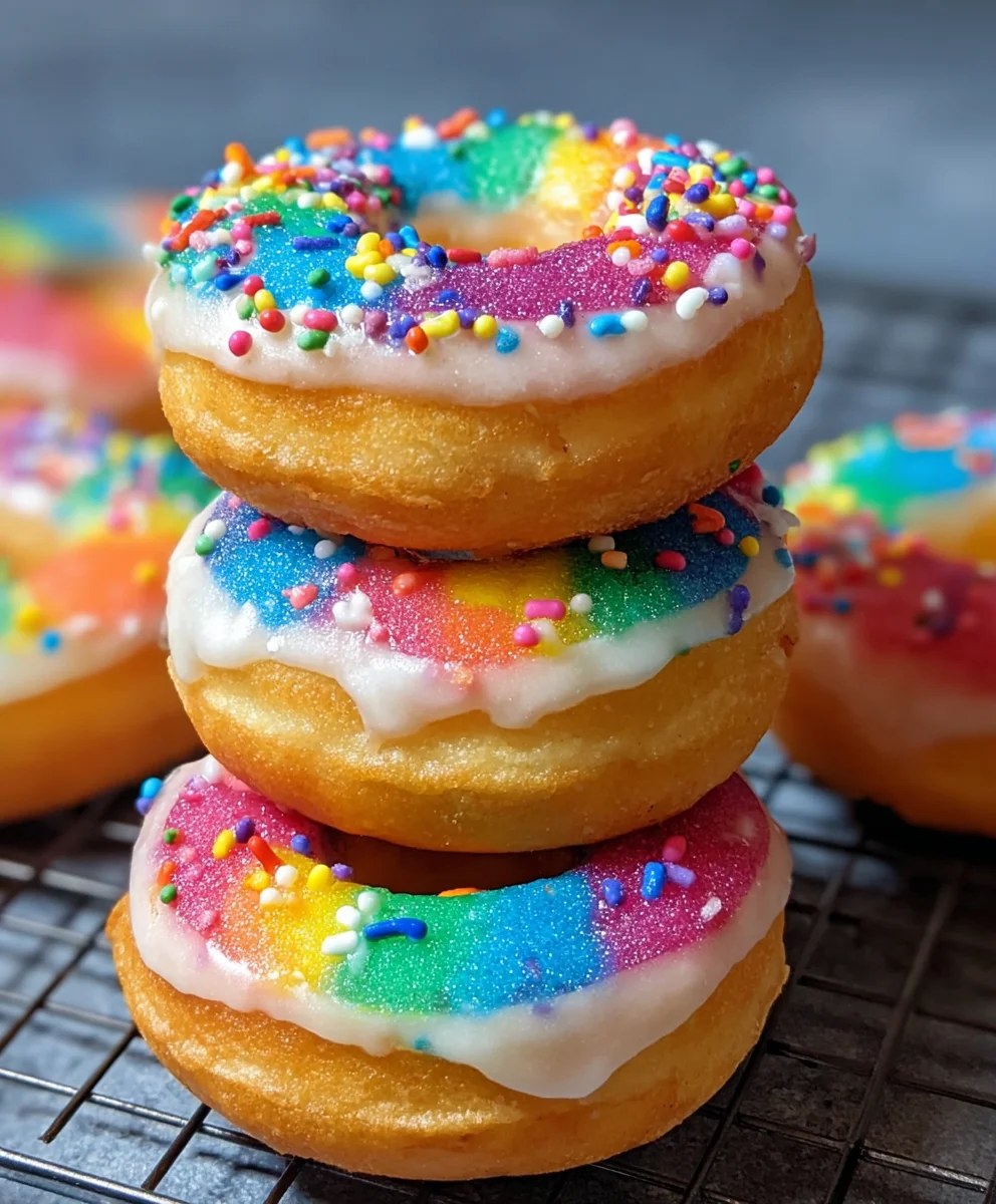 Mini Rainbow Vanilla Bean Donuts-Easy Recipe