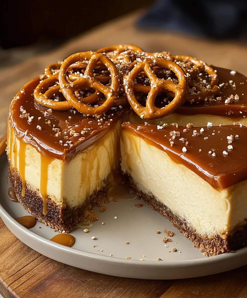 Salted Caramel Pretzel Cheesecake- Sweet & Salty Bliss
