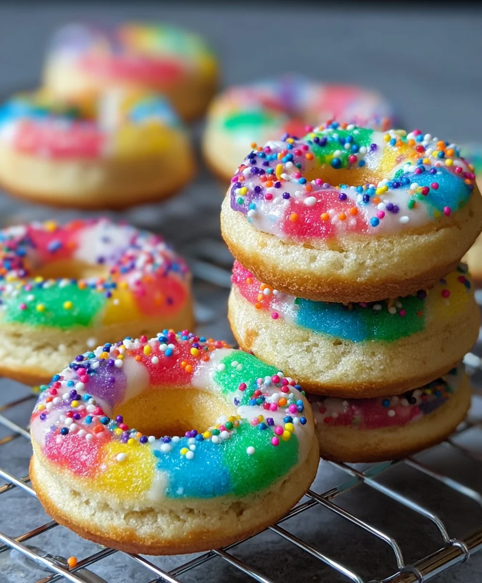 Mini Rainbow Vanilla Bean Donuts-Easy Recipe