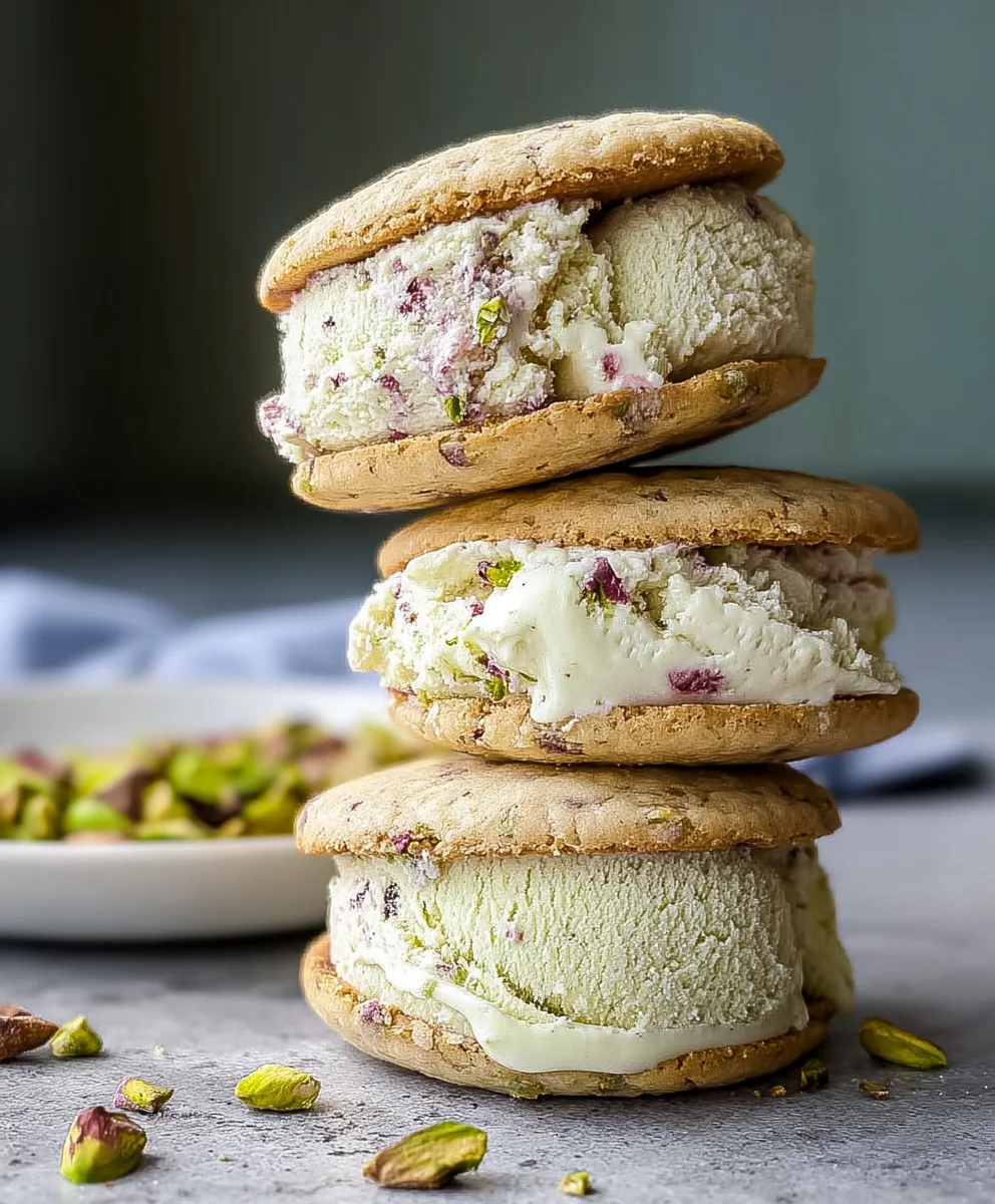 Pistachio Cookie Ice Cream Sandwiches - Nutty Delight