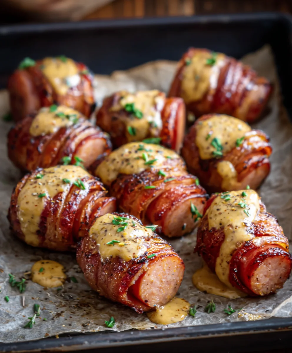 Mustard Hasselback Beef Sausage Bites - Easy Appetizer