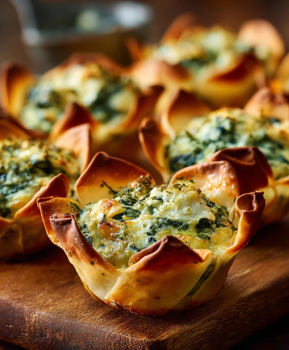 Spinach Artichoke Wonton Cups-Easy Appetizer Recipe
