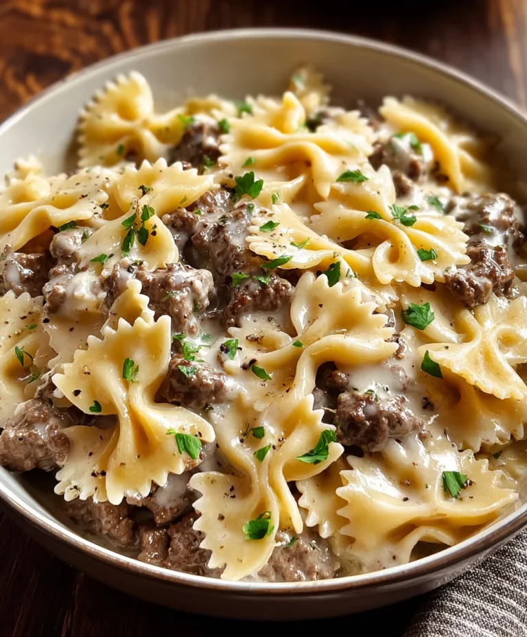 Beef Bowtie Pasta Alfredo Creamy Delight