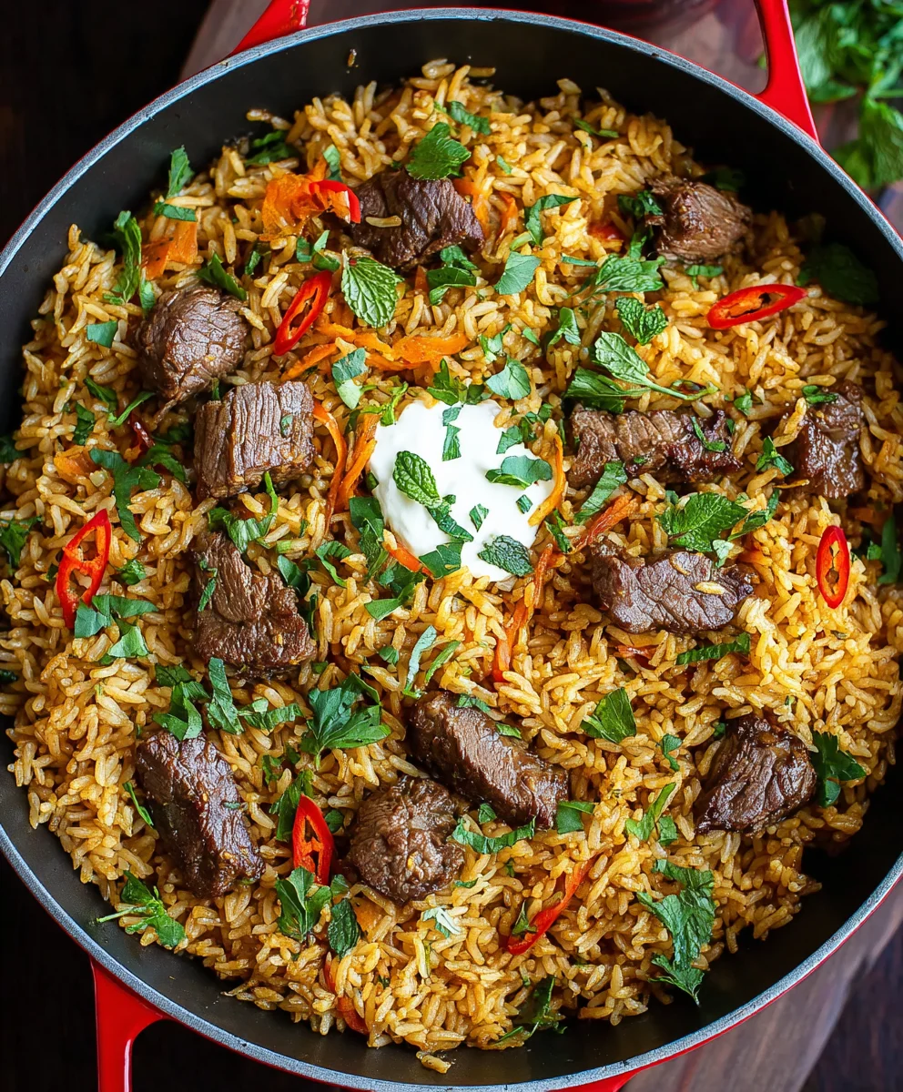 Delicious Beef Rice Plov-Hearty Central Asian Comfort Food