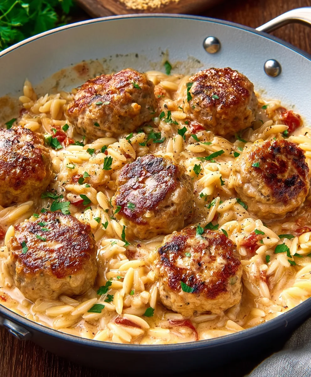 Marry Me Chicken Meatball Orzo-Easy & Delicious Recipe