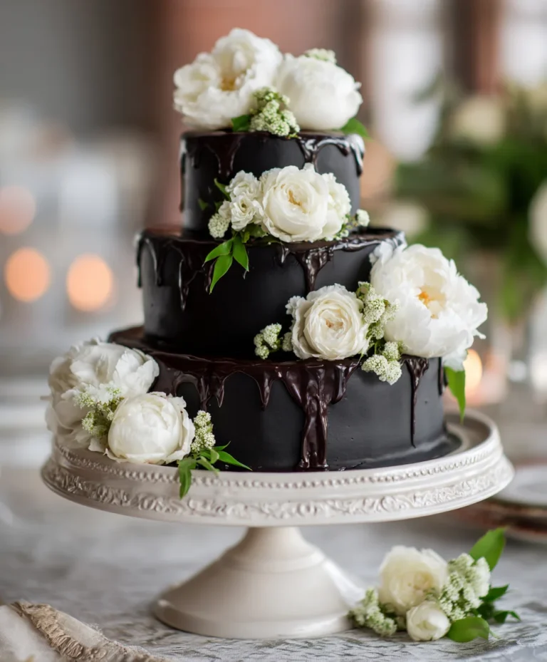 Elegant Black Tie Wedding Wool Factory- Flower Grandmas