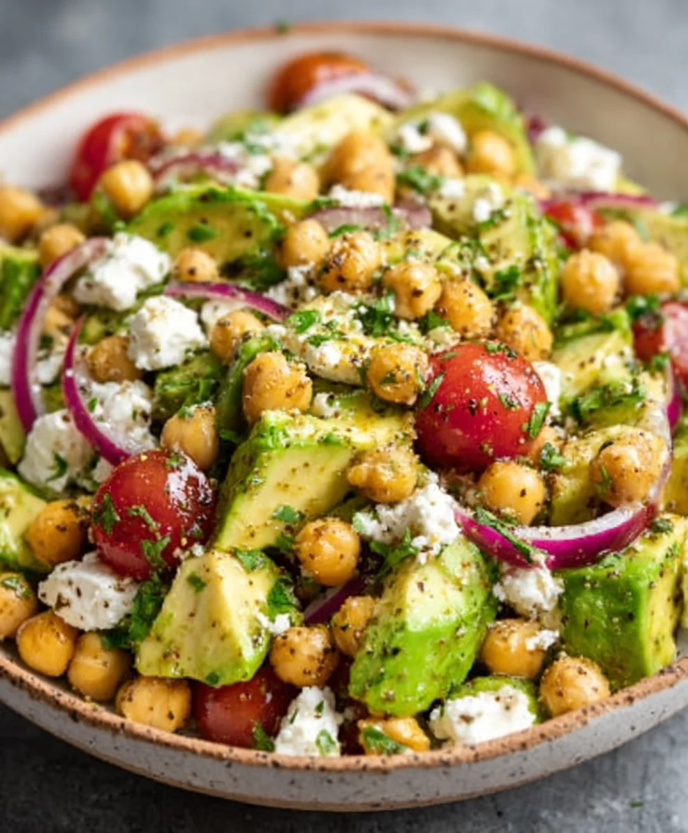 Chickpea Feta Avocado Salad - Fresh & Easy Recipe