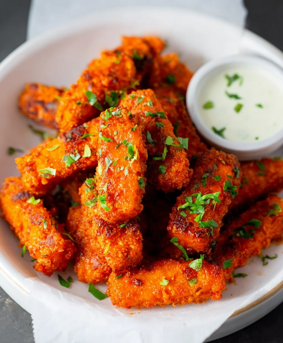Crispy Baked Buffalo Tofu Wings-Vegan Appetizer