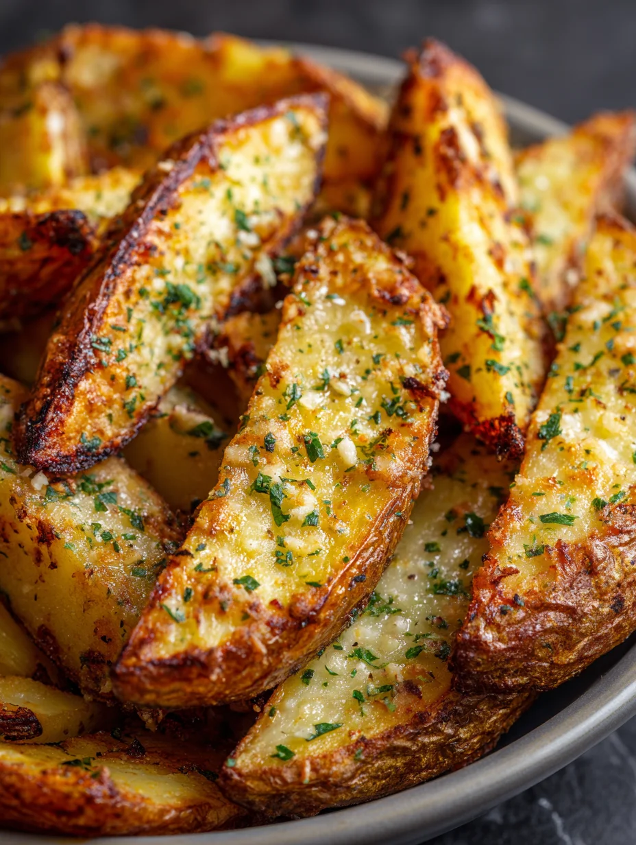 Garlic Parmesan Potato Wedges-Easy Baked Side Dish
