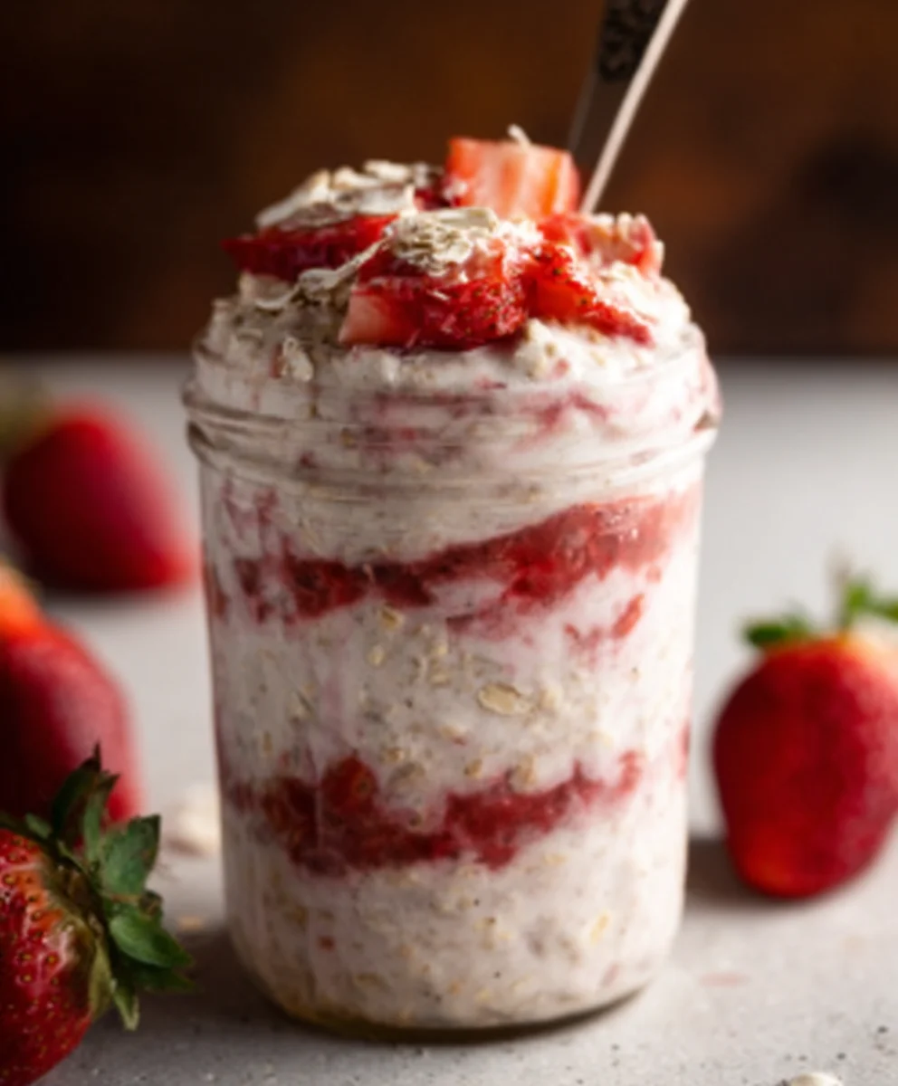 Strawberry Cheesecake Overnight Oats Recipe-Easy Delicious Breakfast