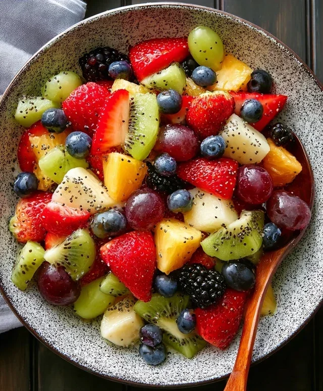 Fruit Salad with Honey-Lime Poppy Seed Dressing