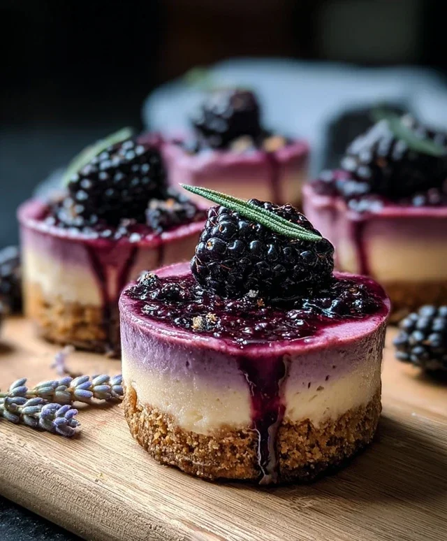 Luscious Blackberry Lavender Cheesecakes