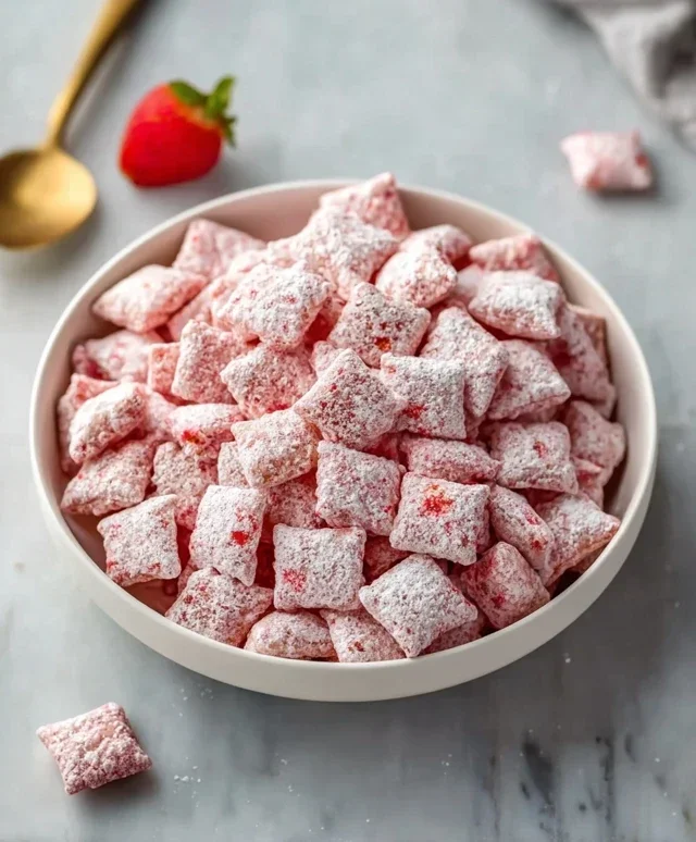 Easy Strawberry Shortcake Puppy Chow