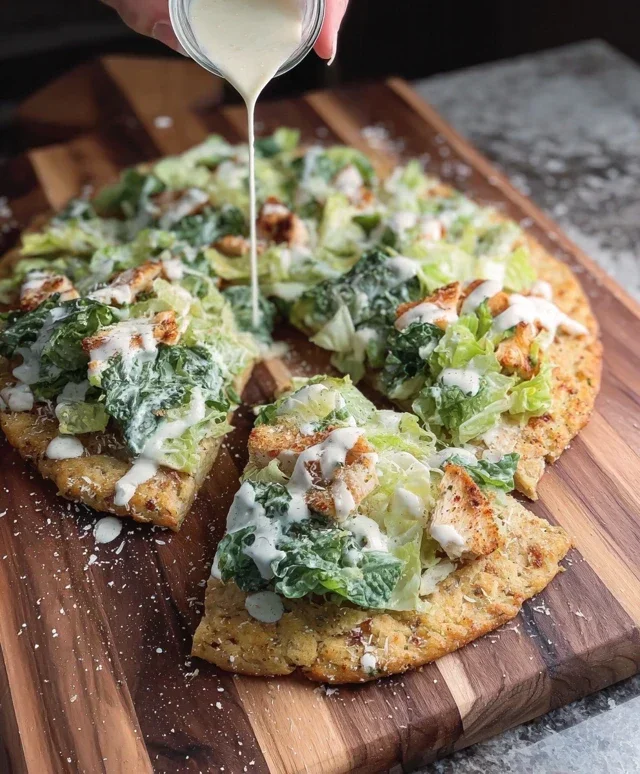 Viral Chicken Crust Caesar Salad Pizza