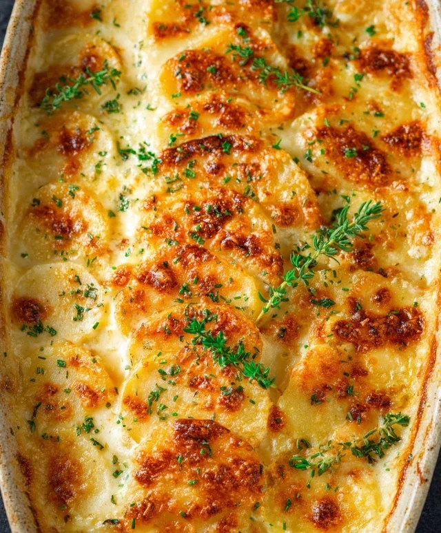 Roasted Garlic Potatoes au Gratin