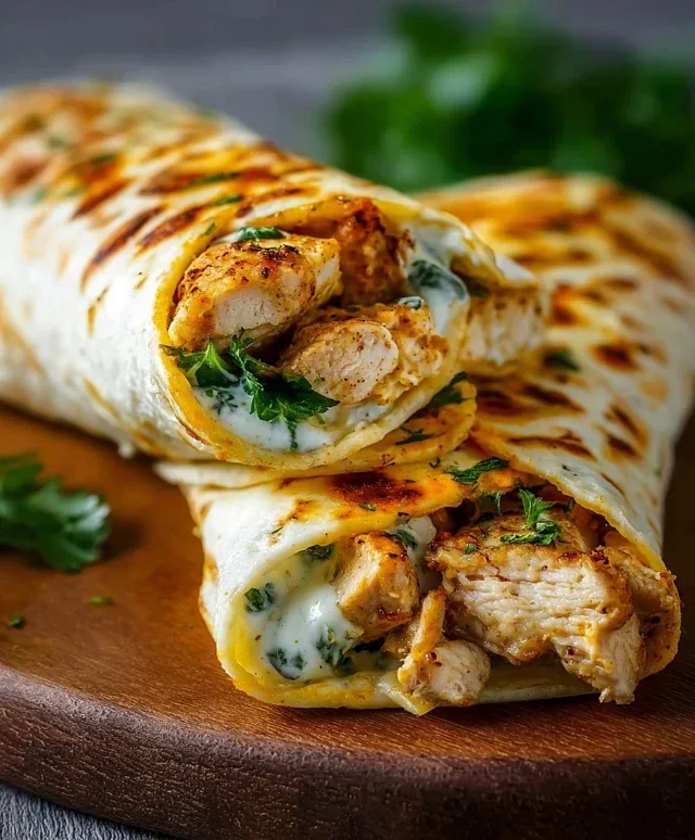 Low Carb Cheesy Garlic Chicken Wraps