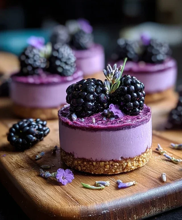 Luscious Blackberry Lavender Cheesecakes