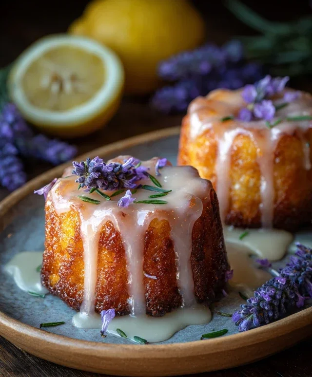 Mini Lemon Cakes With Lavender Glaze