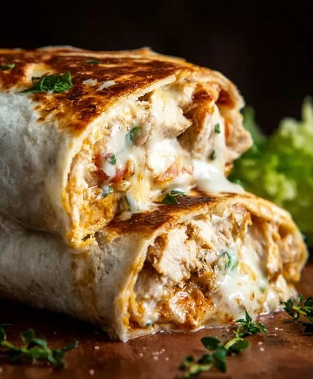 Cheesy Garlic Chicken Wraps