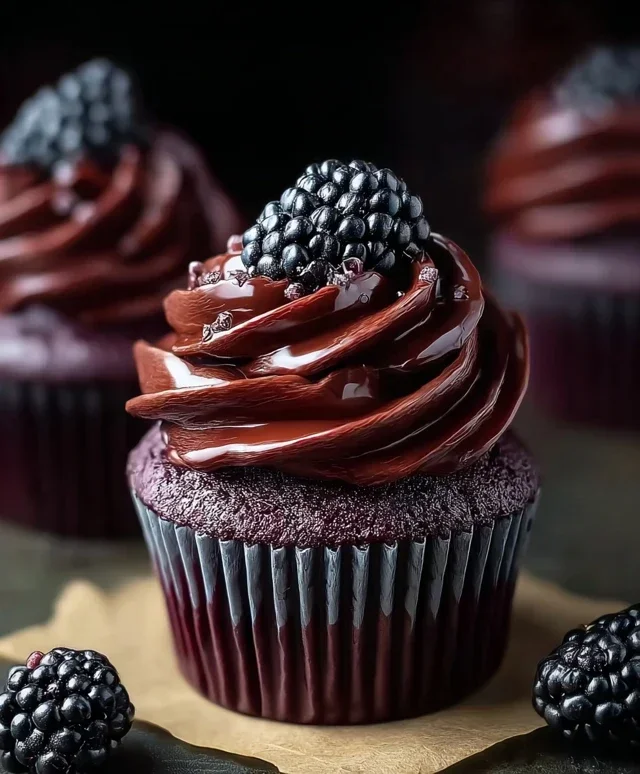 Dark Chocolate Blackberry Cupcakes